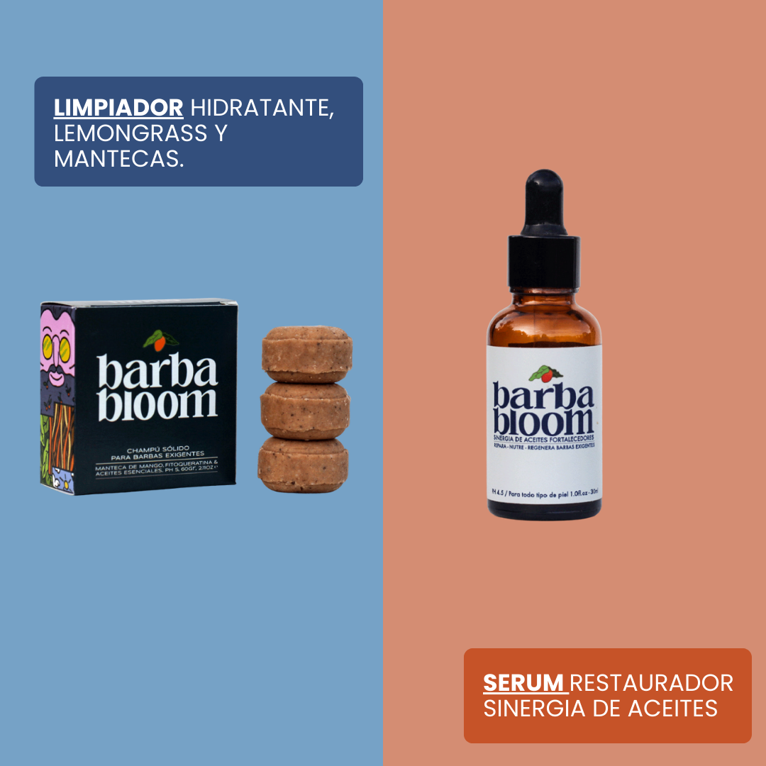 Kit Champú Barba Bloom + Aceite Hidratante