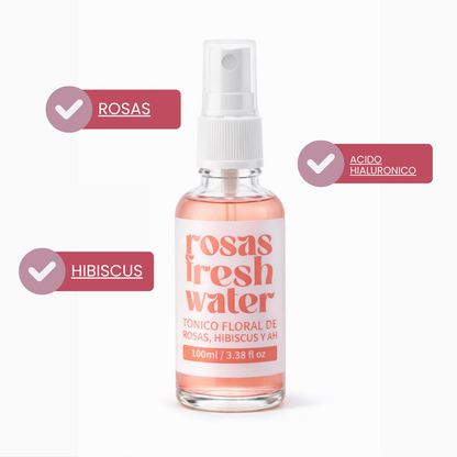 Agua botánica hidratante facial de rosas y AH