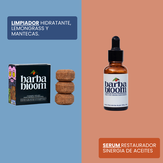 Kit Champú Barba Bloom + Aceite Hidratante